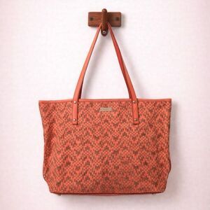 Kate Spade Coral Woven Tote Bag – Large Summer Shoulder Bag